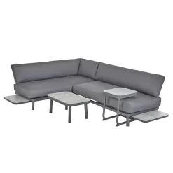 Heba Grey Metal Garden Corner Sofa Set -Garden Tool Store 14005702 1465022704651529