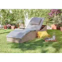 Natural Folding Rattan Sun Lounger -Garden Tool Store 14005776 5095022649640844