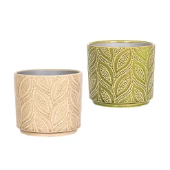 Crackle Leaf Indoor Plant Pot - 12cm