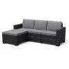 Keter California 3 Seater Outdoor Garden Furniture Chaise Longue - Graphite With Grey Cushions