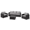 Keter California 5 Seater Outdoor Garden Furniture Sofa And Lounge Set - Graphite With Grey Cushions