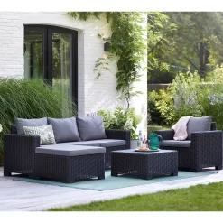 Keter California 4 Seater Outdoor Garden Furniture Chaise Lounge Set - Graphite With Grey Cushions 16 Keter California 4 Seater Outdoor Garden Furniture Chaise Lounge Set - Graphite With Grey Cushions -Garden Tool Store 14539596 8735041801824465